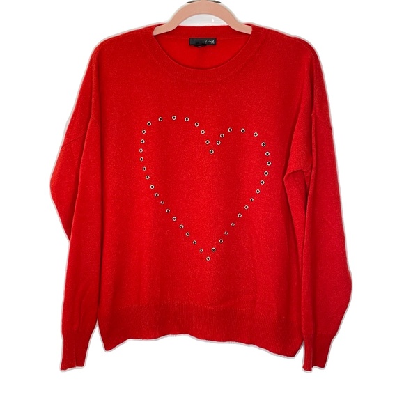 Aqua 100% Cashmere Heart sweater with silver grommets - Picture 2 of 4